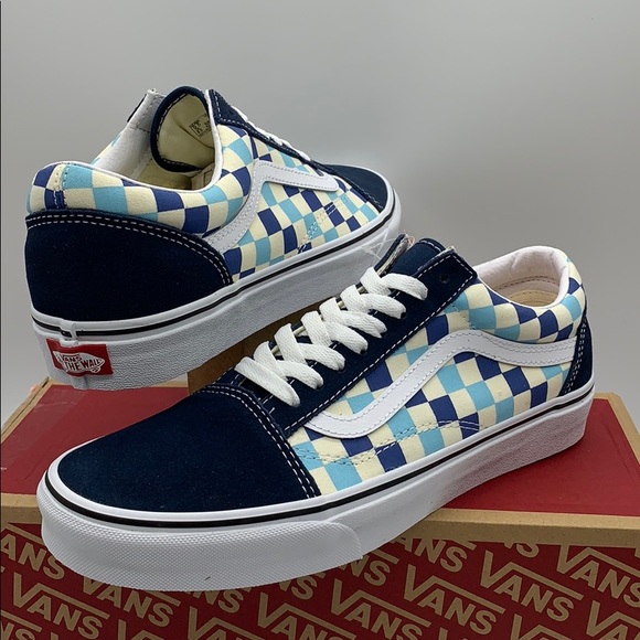VANS OLD SKOOL CHECKERBOARD Blue Topaz men’s - Picture 5 of 16